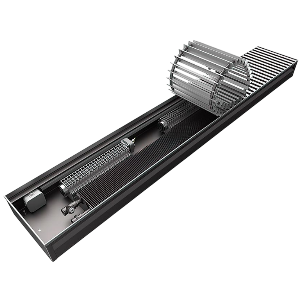 Конвектор внутрипольный водяной, 380×80×900, принудительная конвекция Бриз В Нерж